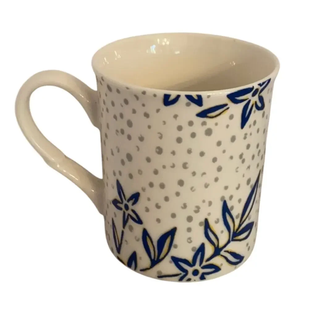 Wild & free coffee tea mug blue white yellow ceramic Patina Vie Novelty cup